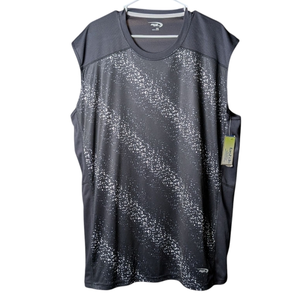 MTA Muscle Tee XXL Sports Black White Gray Mens Athletic Top Sleeveless Abstract